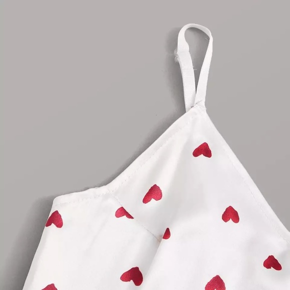 Women Satin Lingerie  Heart Print Set - Picture 2 of 4